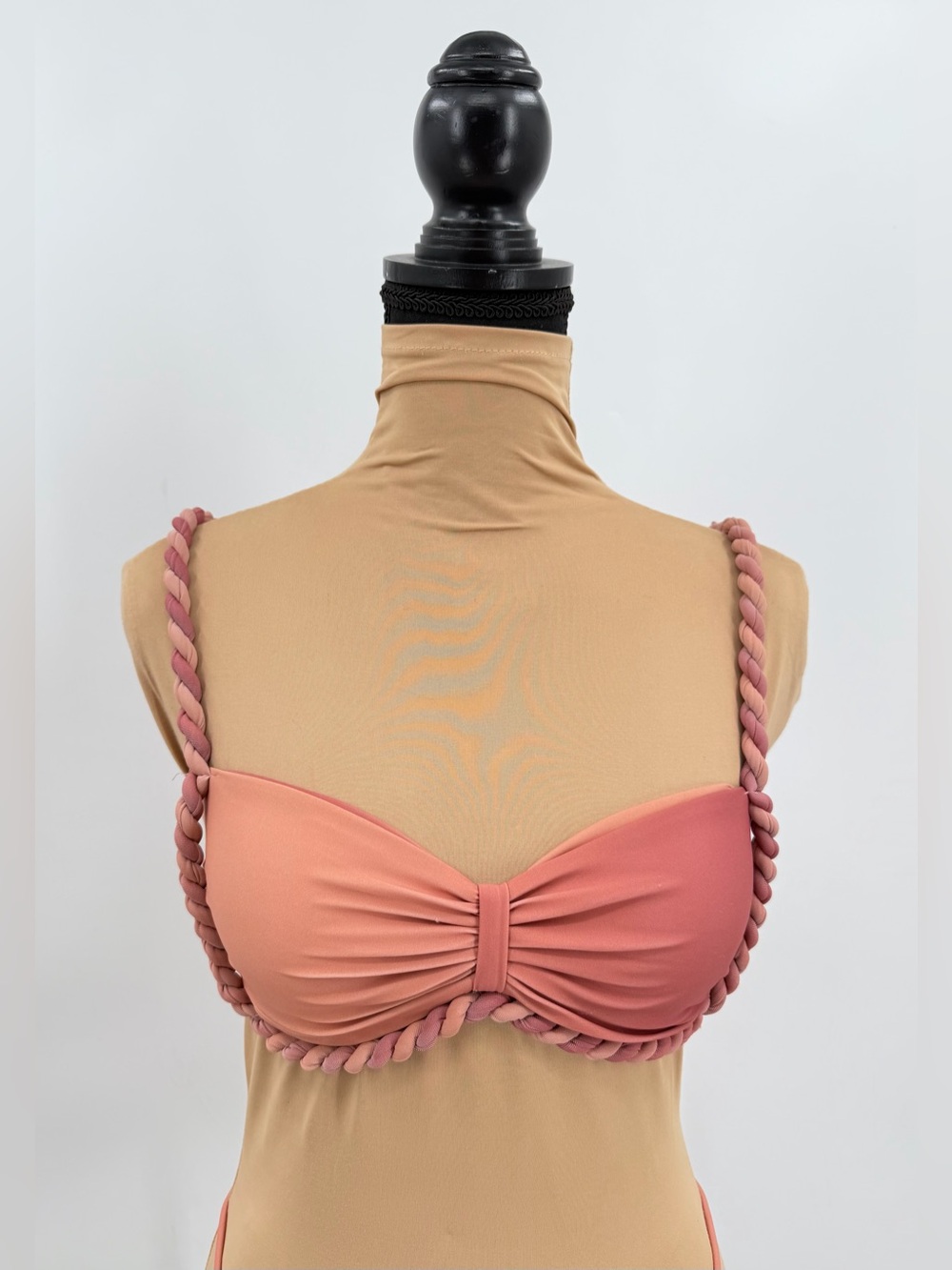 Dusty Rose Ombre Braided Bikini Set Cover Up 3 Piece S resort vacation tropical - Picture 7 of 12